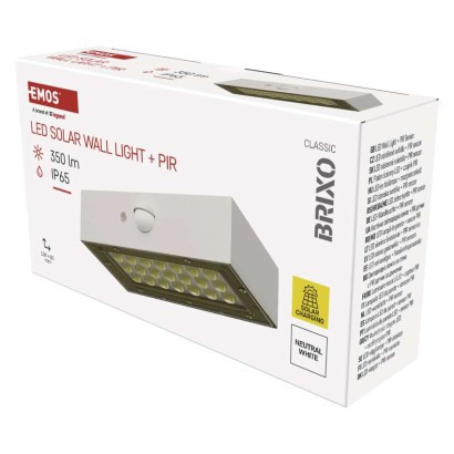 Solar LED luminaire BRIXO with motion sensor, white, neutral white