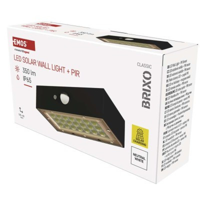 Solar LED luminaire BRIXO with motion sensor, black, neutral white