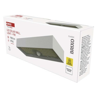 Solar LED luminaire BRIXO with motion sensor, white, neutral white