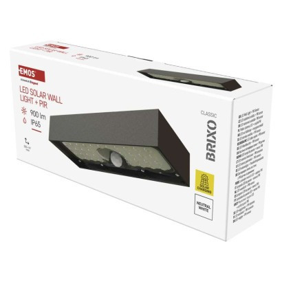 Solar-LED-Leuchte BRIXO mit Bewegungsmelder, schwarz, neutralweiß