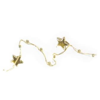 LED Christmas chain gold - stars, 1,9 m, 2x AA, indoor, warm white, timer