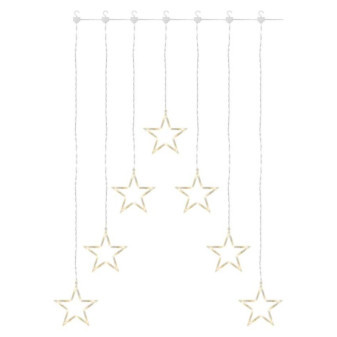 Kurtyna świąteczna LED - 7 gwiazd, 67x125 cm, wewnętrzna, ciepła biel