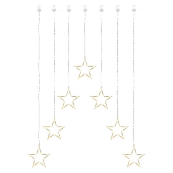 Kurtyna świąteczna LED - 7 gwiazd, 67x125 cm, wewnętrzna, ciepła biel