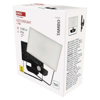 Reflektor LED TAMBO z czujnikiem ruchu, 30 W, 3000 lm, czarny