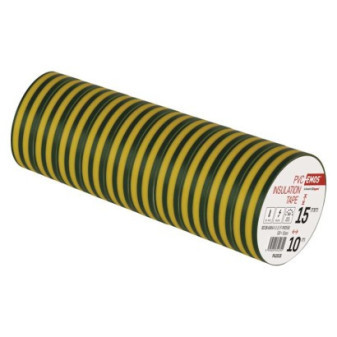Taśma izolacyjna PVC 15 mm / 10 m zielono-żółta