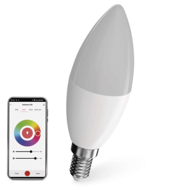 Inteligentná LED žiarovka GoSmart Candle / E14 / 4,8W (40W) / 470lm / RGB / stmievateľná / WiFi