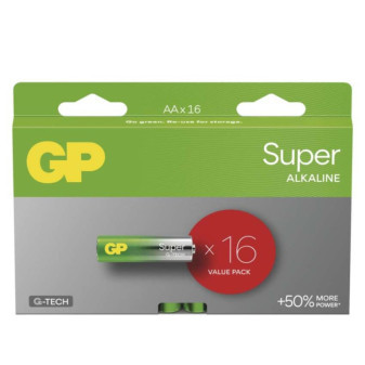 GP Super AA alkaline batteries (LR6), 16 pcs