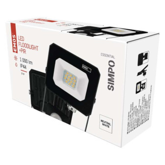 LED reflektor SIMPO so senzorom pohybu, 10 W, čierny, neutrálna biela