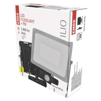 ILIO LED reflektor so senzorom pohybu, 31 W, čierny, neutrálna biela