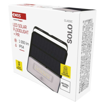 Solárny LED reflektor SOLO so senzorom pohybu, čierny, neutrálna biela