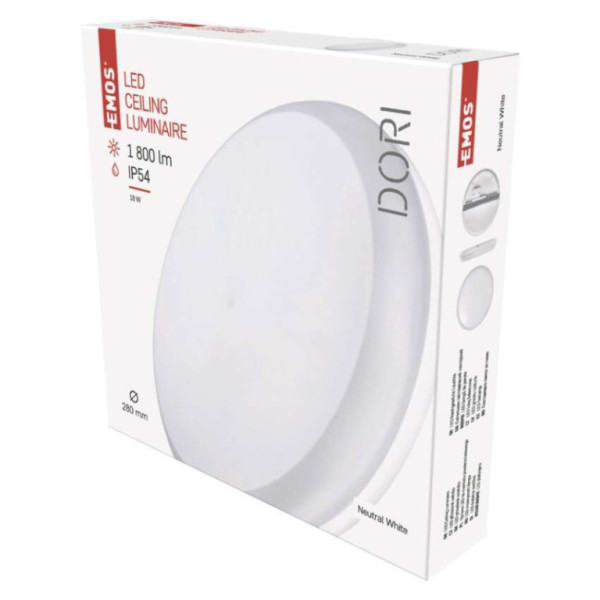 LED luminaire DORI, round white 18W neutral, IP54