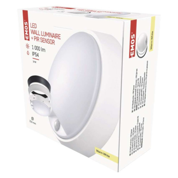 LED luminaire ZURI with motion sensor, round b/w 14W t.b.