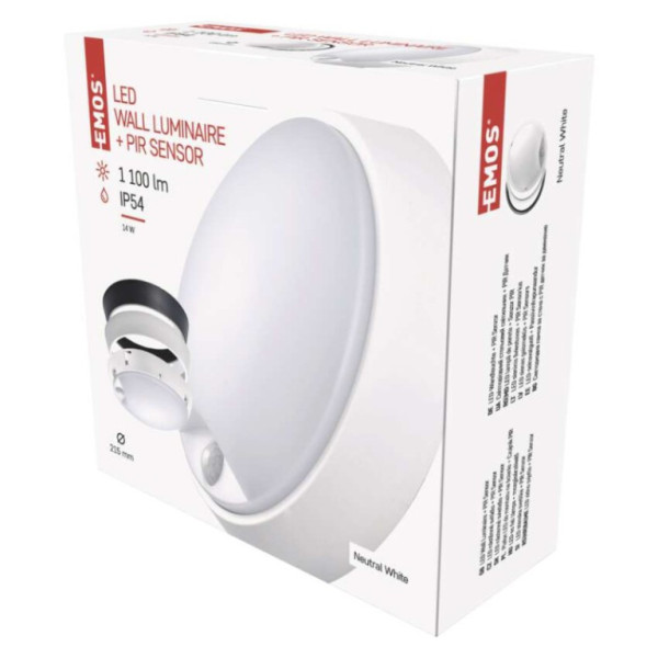 LED luminaire ZURI with motion sensor, circular b/w 14W n.b.