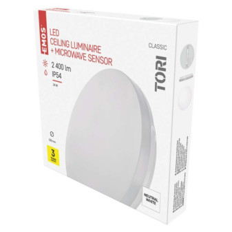 LED luminaire TORI with motion sensor, w. 24W n.b., IP54