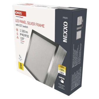 LED-Leuchte NEXXO, quadratisch, silber, 12,5W, mit CCT-Wechsel
