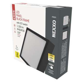 LED-Leuchte NEXXO, quadratisch, schwarz, 12,5W, mit CCT-Wechsel