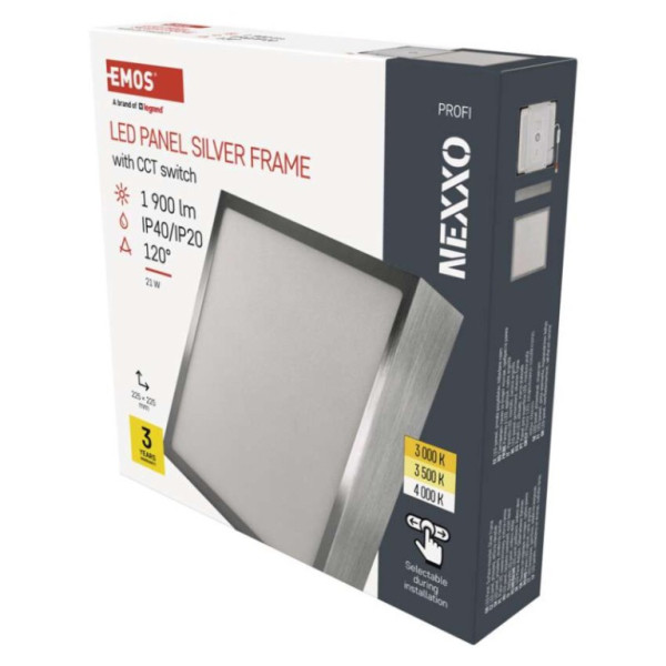 LED luminaire NEXXO, square, silver, 21W, with CCT change