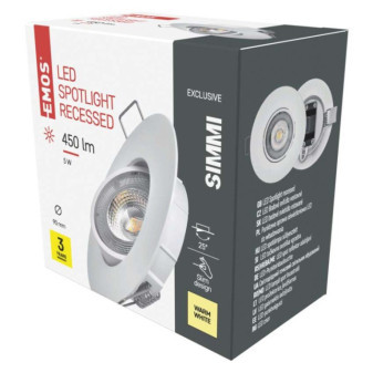 LED reflektor SIMMI biely, kruh 5W teplý biely