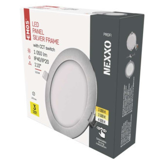 LED recessed luminaire NEXXO, round, silver, 12,5W, with CCT change