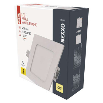 LED recessed luminaire NEXXO, square, white, 7W, warm white