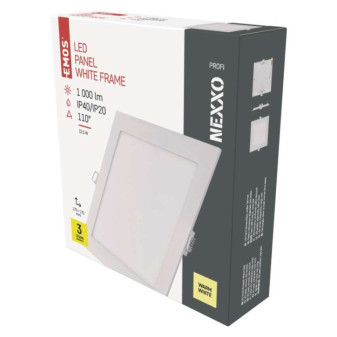 LED recessed luminaire NEXXO, square, white, 12,5W, warm white