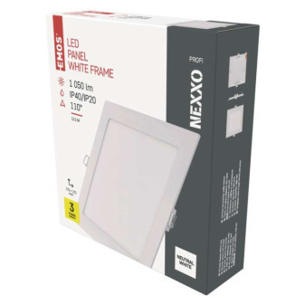 LED recessed luminaire NEXXO, square, white, 12,5W, neutral white