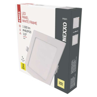 LED recessed luminaire NEXXO, square, white, 18W, warm white