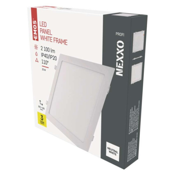 LED recessed luminaire NEXXO, square, white, 25W, neutral white