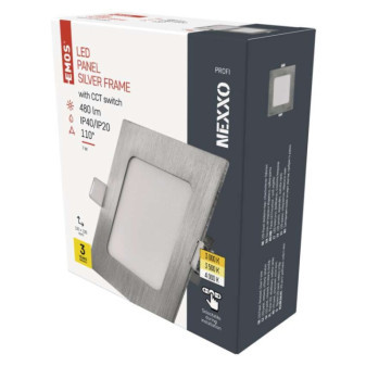 LED recessed luminaire NEXXO, square, silver, 7W, with CCT change