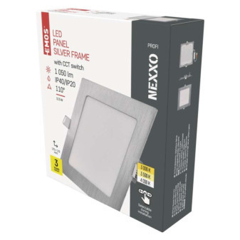 LED recessed luminaire NEXXO, square, silver, 12,5W, with CCT change