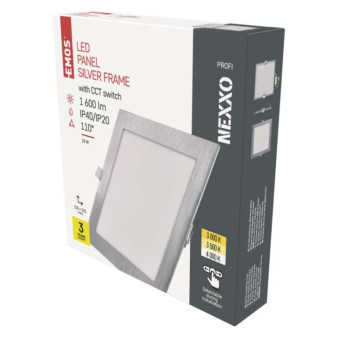 LED recessed luminaire NEXXO, square, silver, 18W, with CCT change