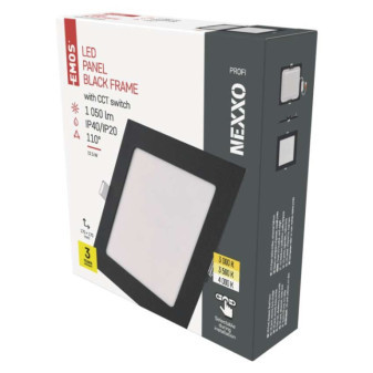 LED recessed luminaire NEXXO, square, black, 12,5W, with CCT change