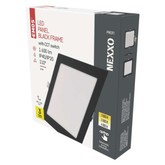 LED recessed luminaire NEXXO, square, black, 18W, with CCT change