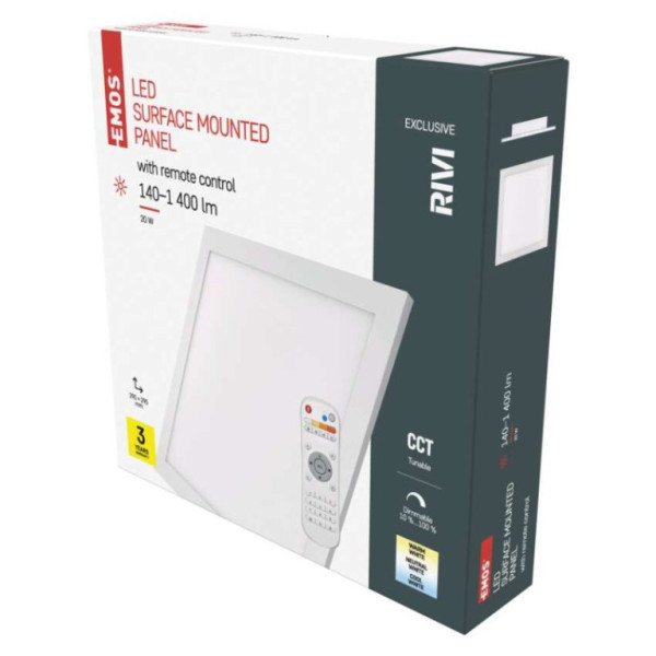 LED luminaire RIVI, square 20W, dimmable. with CCT change