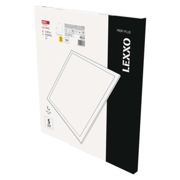 LED panel LEXXO podsvietený 60×60, štvorcový zapustený biely, 30W neutr. b.