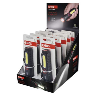Dobíjacia plastová LED baterka P4720, 120 lm, 10 ks, krabička