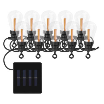 LED reťaz so solárnym panelom - 10x párty žiarovky, 5 m, interiér a exteriér, vintage