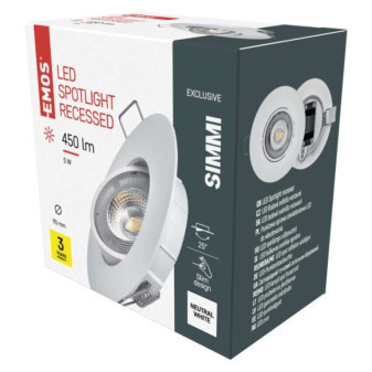 LED reflektor SIMMI biely, kruh 5W neutrálna biela