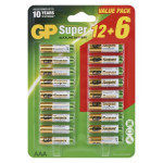 GP alkalická baterie SUPER AAA (LR03), 18 ks