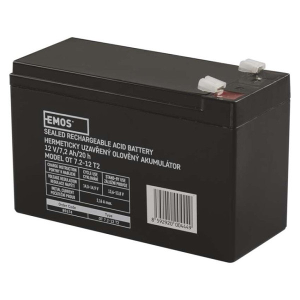 Maintenance-free lead-acid battery 12 V/7.2 Ah, faston 6.3 mm