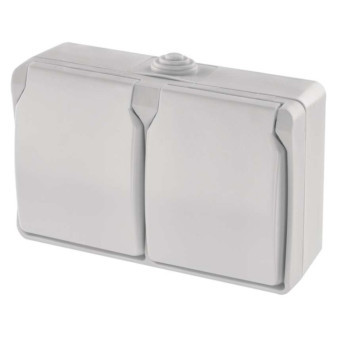 Double wall socket, white, IP44
