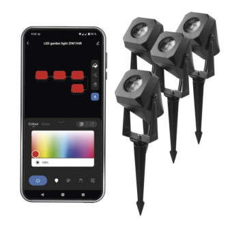 GoSmart venkovní LED bodové světlo, startovací sada, 4 díly, 7 W, RGBIC stmívatelné, WiFi