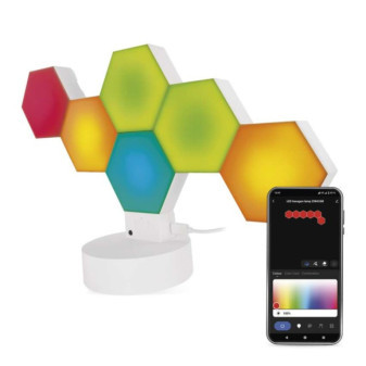 GoSmart LED stolní lampa Hexagon bílá, 6 dílů, RGBIC stmívatelná, WiFi