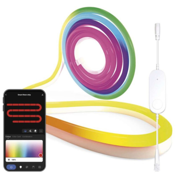 GoSmart ohebný LED pásek NEON bílý, 3 m, 24 W, RGBIC stmívatelný, WiFi