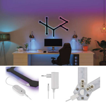 GoSmart LED Lines schwarz, 9 Teile, 34 W, RGBIC dimmbar, WiFi