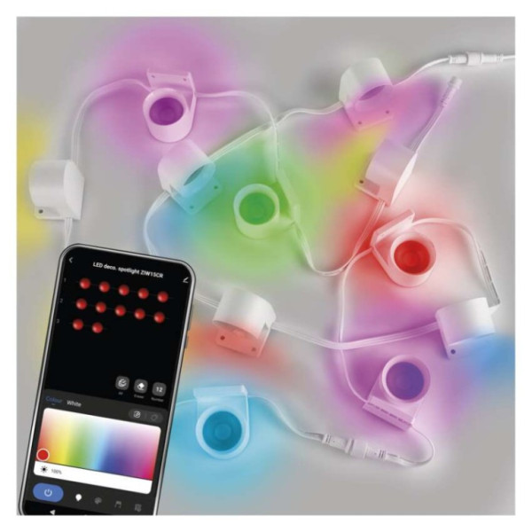 GoSmart LED reflektor - 255 cm reťaz, 12 častí, 7 W, RGBIC CCT, stmievateľný, WiFi