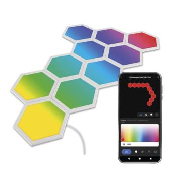 GoSmart LED-Leuchte Hexagon, Starterkit, 10 Teile, 19 W, RGBIC dimmbar, WiFi