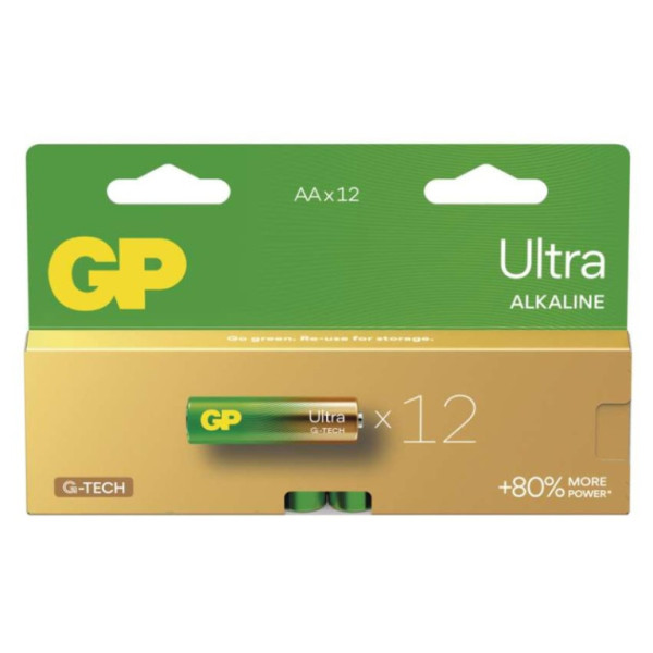 Alkalická baterie GP Ultra AA (LR6), 12 ks