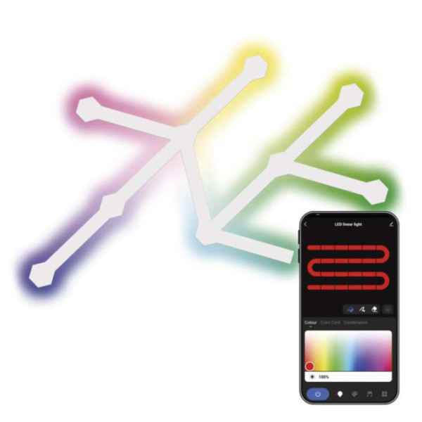 GoSmart LED Lines biela, 9 častí, 34 W, RGBIC stmievateľná, WiFi