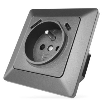 Gniazdo z USB-A USB-C, antracytowe